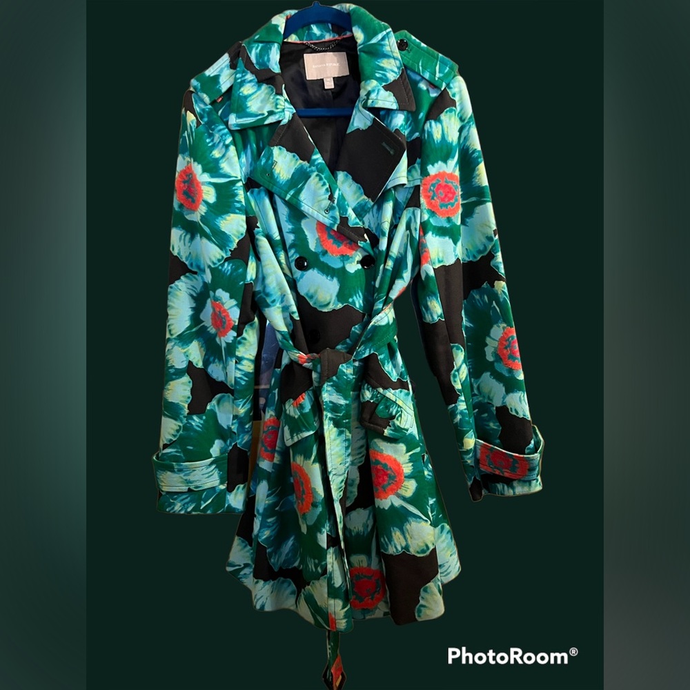 Banana Republic Green Floral
Trench Coat Jacket Women's Size XL